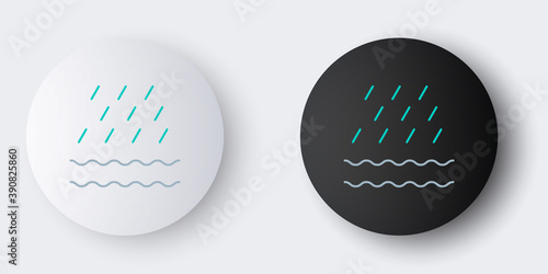 Line Rain and waves icon isolated on grey background. Rain cloud precipitation with rain drops. Colorful outline concept. Vector.