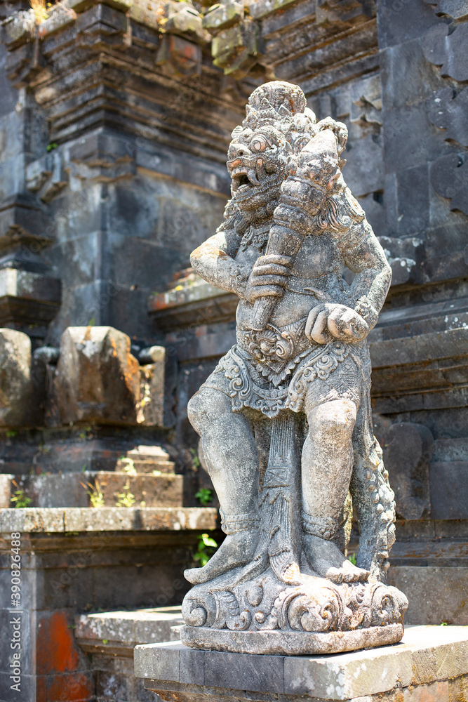 Religious ancient Hindu statue at Pura Besakih temple complex Bali, Indonesia
