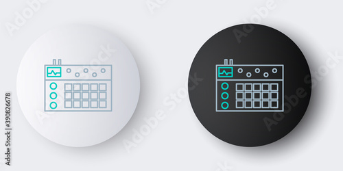 Line Drum machine icon isolated on grey background. Musical equipment. Colorful outline concept. Vector.