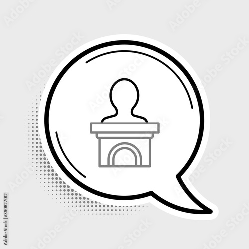 Line Stage stand or debate podium rostrum icon isolated on grey background. Conference speech tribune. Colorful outline concept. Vector.