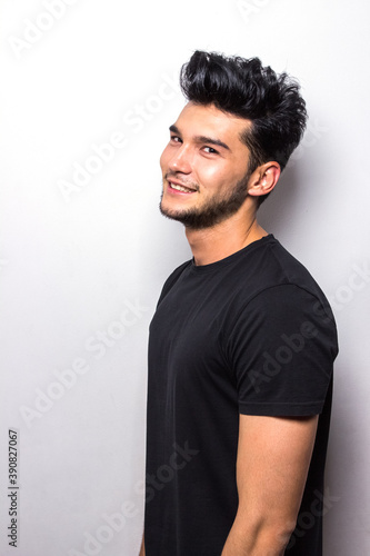 Wallpaper Mural Smiling man in black t shirt emotions mock up Torontodigital.ca