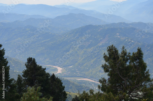 Beautiful view of Muzaffarabad valley and Neelum river, Azad Kashmir, Pakistan photo