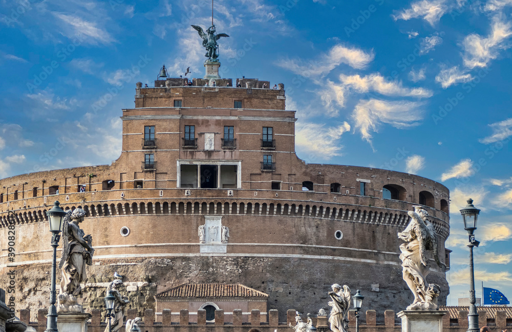 Castle Sant'Angelo in Rome with blue sky