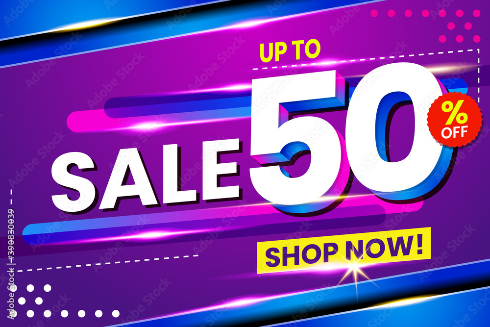 Vector graphic of Abstract 50 Sale Percent Banner Light Effect Background. Perfect for Retail, Brochure, Banner, Business, Selling, etc