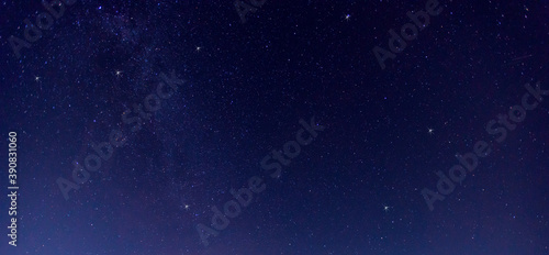 Panorama blue night sky milky way and star on dark background.Universe filled with stars  nebula and galaxy with noise and grain.select white balance.selection focus.amazing.