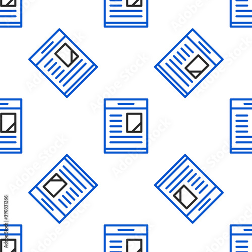 Line Newspaper advertisement displaying obituaries icon isolated seamless pattern on white background. Colorful outline concept. Vector.