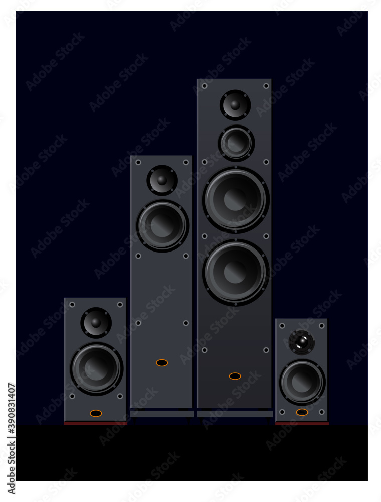 Device for quality sound. Acustic systems. Vector image for illustrations. Device for quality sound. Acustic systems. Vector image for illustrations.