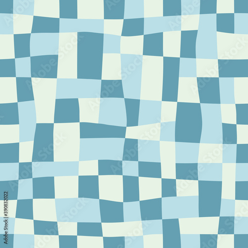 Checkered vector seamless pattern. wall art design in blue tint