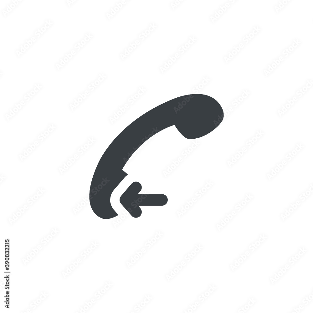 Black and white isolated illustration of incoming telephone call icon Black and white isolated illustration of incoming telephone call icon