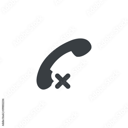 Black and white isolated illustration of abort telephone call icon