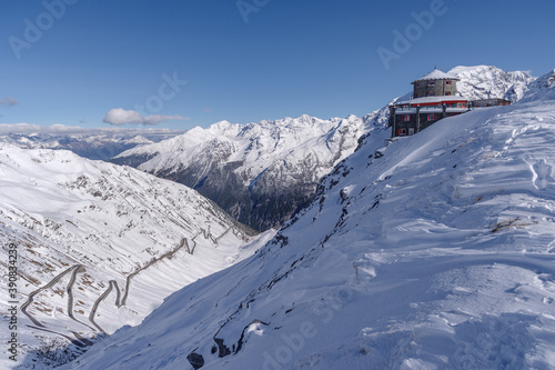 Hotel building at the top of the Stelvio Pass, Italy © Dmytro Surkov
