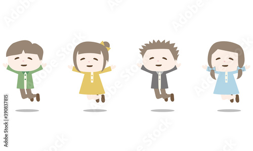 ジャンプする男の子と女の子2