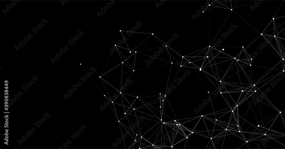 Network connection structure on black background. Abstract vector technology background with dots and lines.