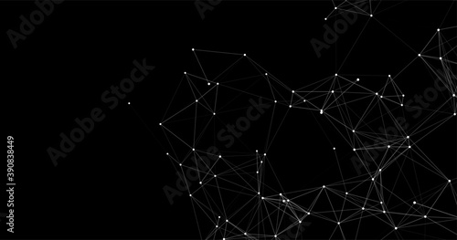 Network connection structure on black background. Abstract vector technology background with dots and lines.