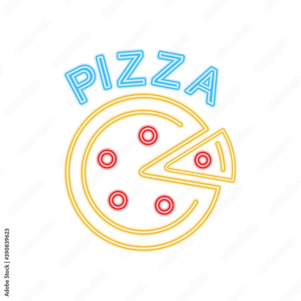 pizza neon sign icon, colorful design pizza neon sign icon, colorful design