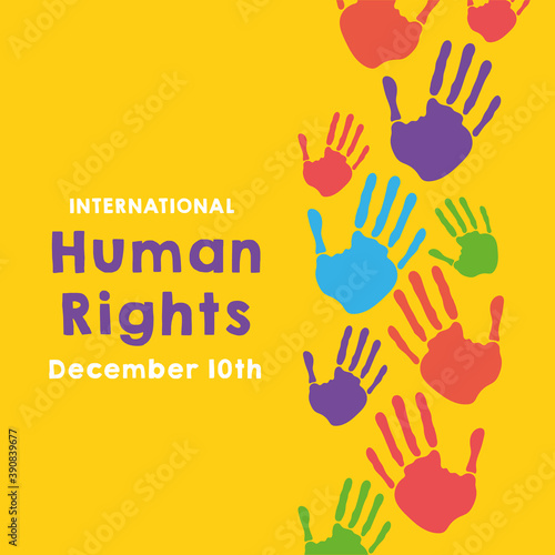human rights campaign lettering with hands print colors