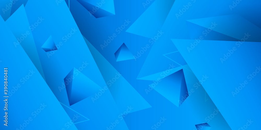 Fototapeta premium Blue triangle shapes composition geometric abstract background. 3D shadow effects and fluid gradients. Modern overlapping forms 