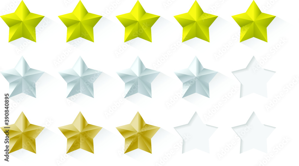 Set of stars rating. Gold with shadow Set of stars rating. Gold with shadow