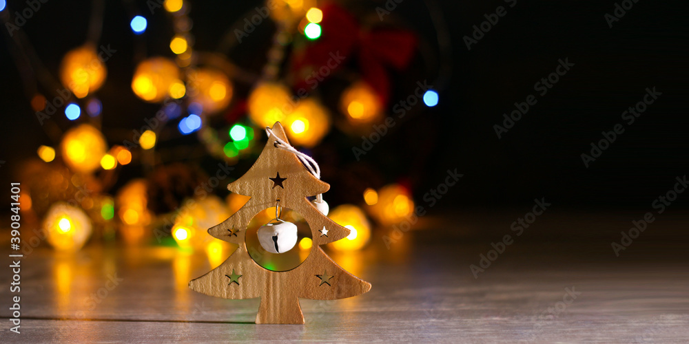 Decorative christmas tree, bokeh - obrazy, fototapety, plakaty 