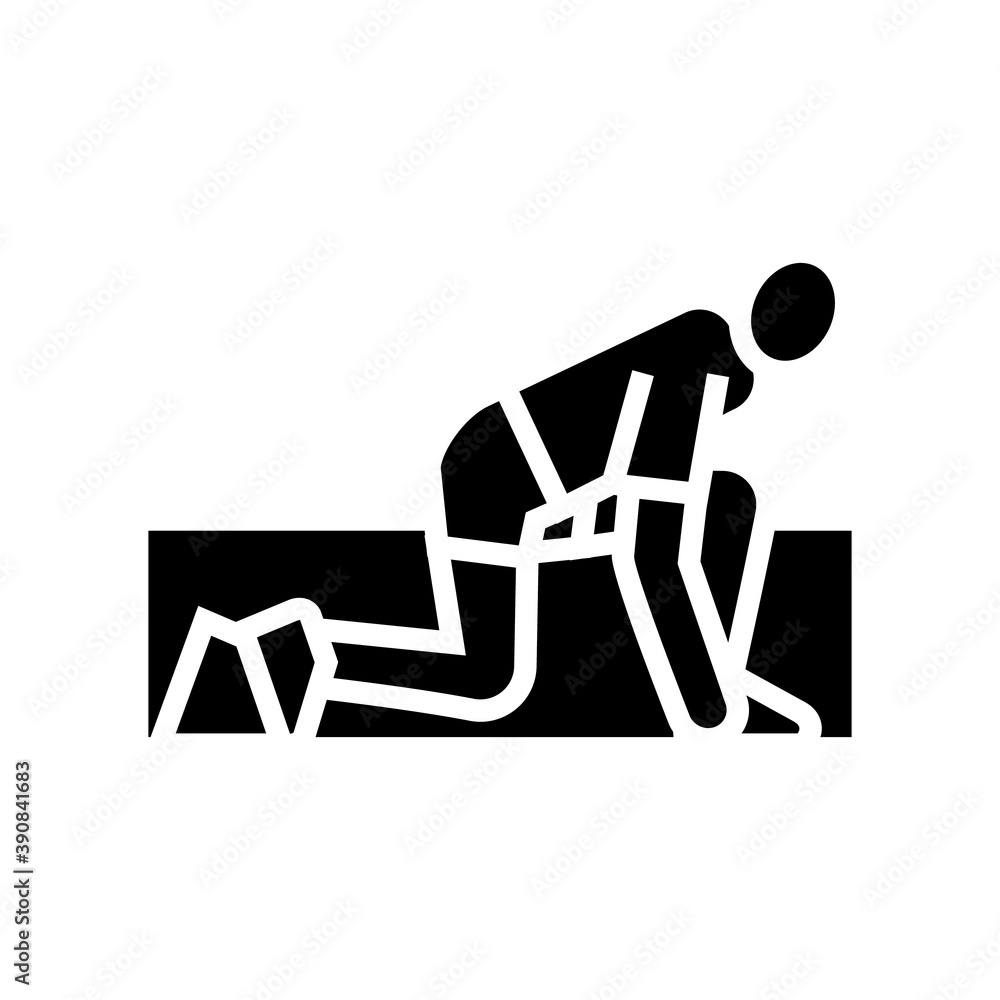 runner start glyph icon vector. runner start sign. isolated contour symbol black illustration runner start glyph icon vector. runner start sign. isolated contour symbol black illustration