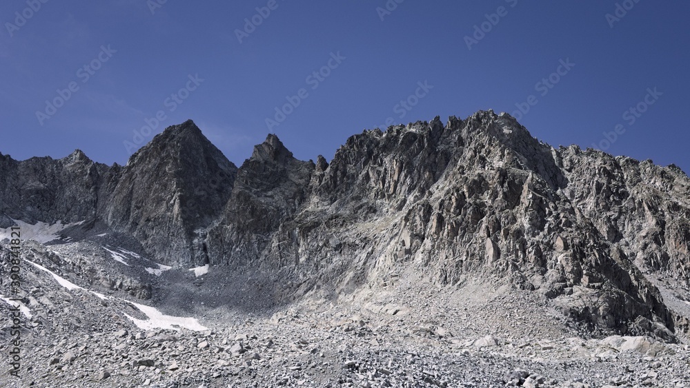 The peak of a rocky mountain on the Italian Alps (Trentino, Italy, Europe)