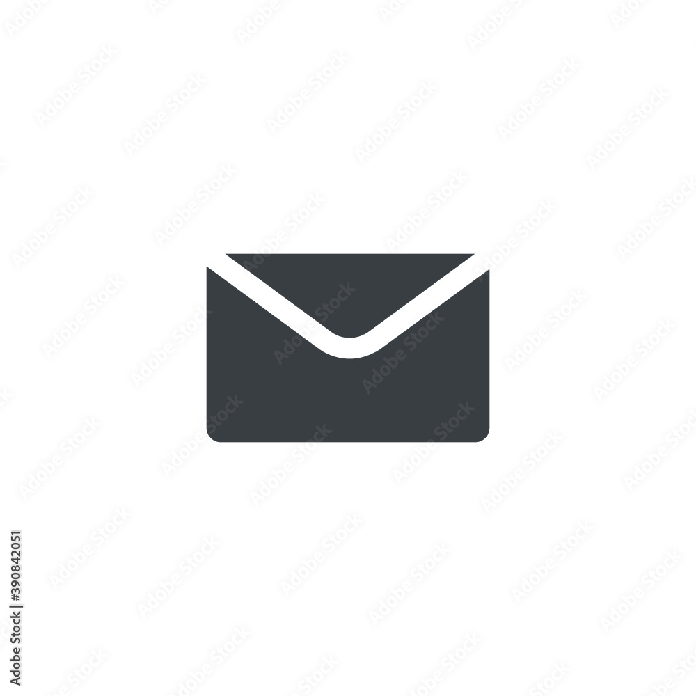 Black and white isolated illustration of mail icon Black and white isolated illustration of mail icon