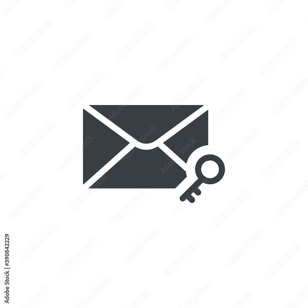 Black and white isolated illustration of mail icon Black and white isolated illustration of mail icon