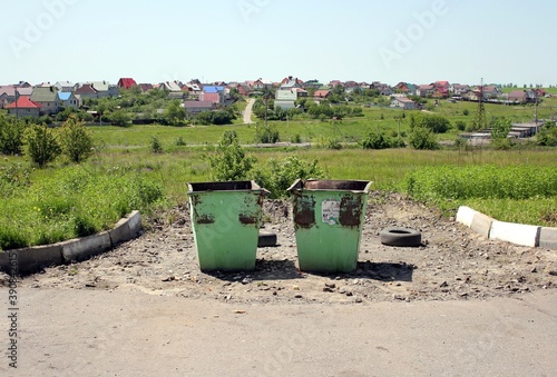 Wallpaper Mural Garbage cans on the background of a suburban village Torontodigital.ca