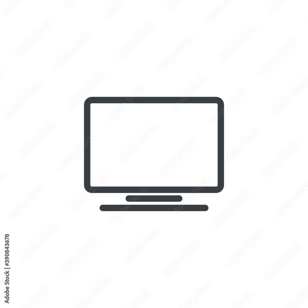 Black and white isolated illustration of flat screen television icon