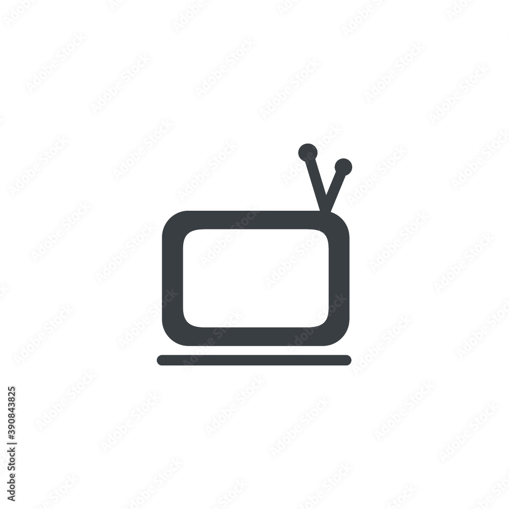 Black and white isolated illustration of tv icon Black and white isolated illustration of tv icon