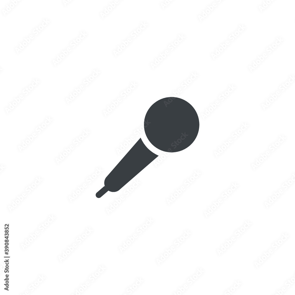Black and white isolated illustration of microphone icon Black and white isolated illustration of microphone icon