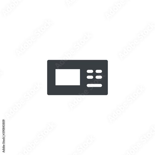 Black and white isolated illustration of microwave icon