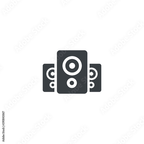 Black and white isolated illustration of speakers icon