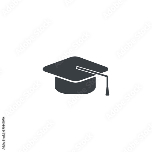 Black and white isolated illustration of graduation cap icon