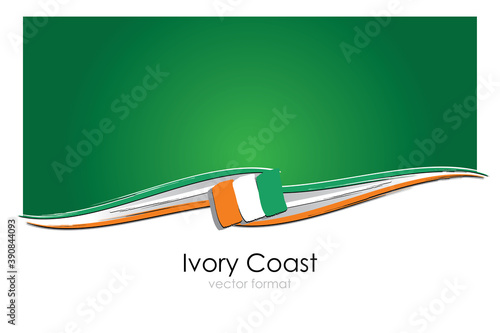 Ivory Coast Flag with colored hand drawn lines in Vector Format