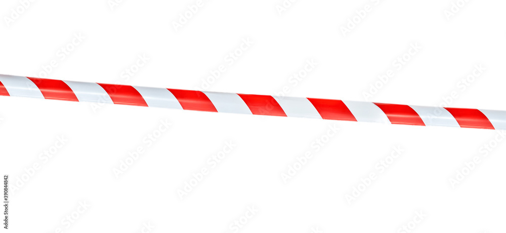 One red and white warning tape. Isolated on white One red and white warning tape. Isolated on white