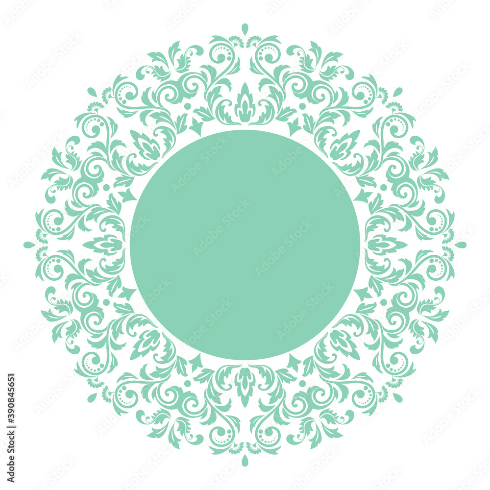 Decorative frame Elegant vector element for design in Eastern style, place for text. Floral green border. Lace illustration for invitations and greeting cards Decorative frame Elegant vector element for design in Eastern style, place for text. Floral green border. Lace illustration for invitations and greeting cards