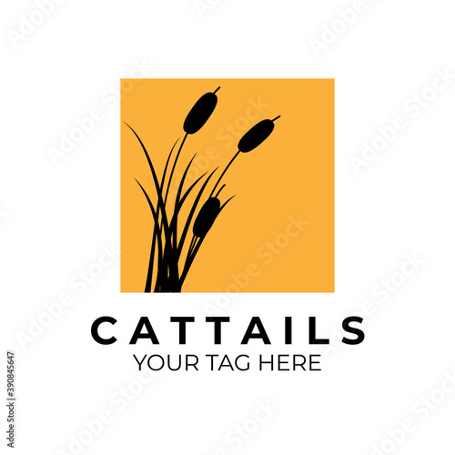 cattails logo vintage vector illustration design