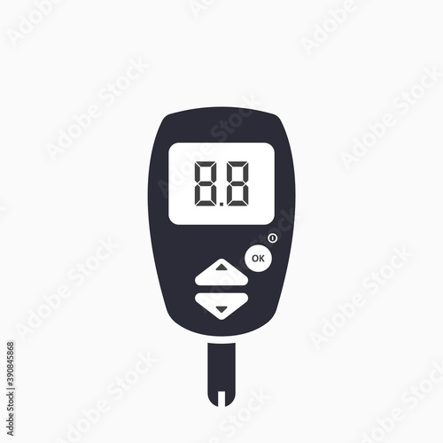 Template blank dial on glucometer. Device for blood glucose test. Diabetes glucometer icon. Vector