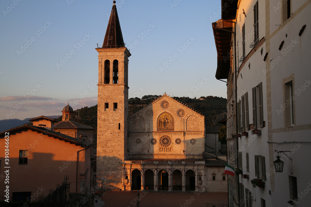 The Cathedral of Spoleto at sunset