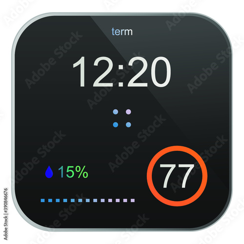 Black smart thermostat isolated. Temperature room sensor