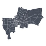 Bangkok map. Detailed map of Bangkok city poster with streets. Cityscape vector.