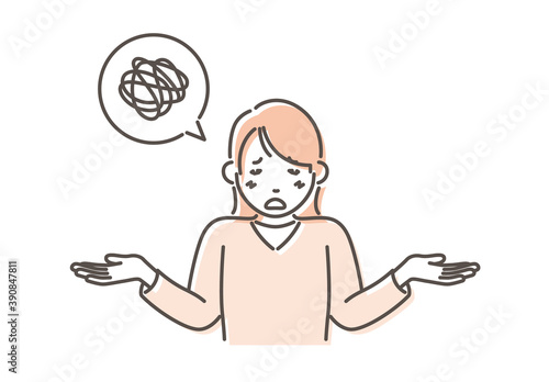 お手上げポーズの女性のイラスト
