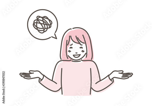 お手上げポーズの女性のイラスト
