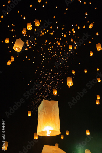 Loi Krathong Festival of Lights in Chiang Mai, Thailand 