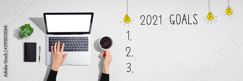 2021 goals with person using a laptop computer