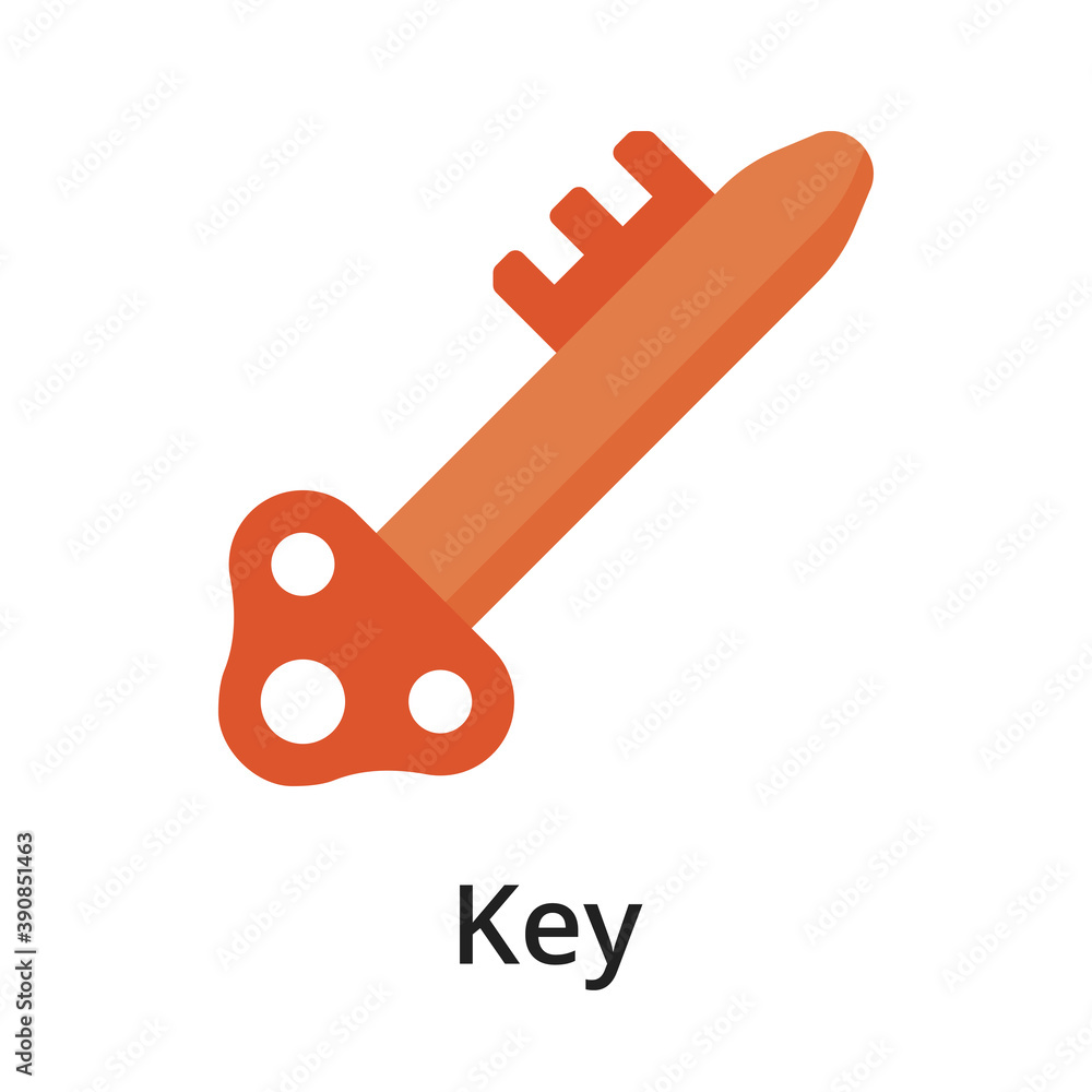 Key flat vector illustration. Single object. Icon for design on white background Key flat vector illustration. Single object. Icon for design on white background