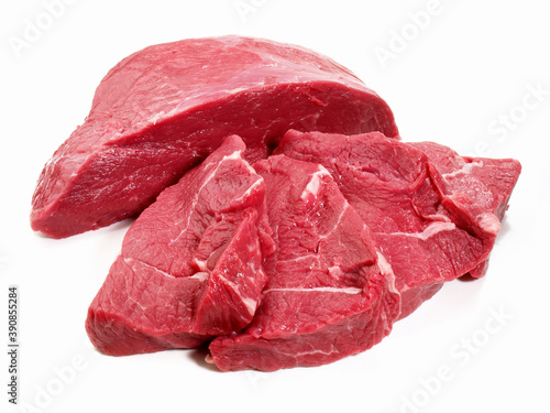 Raw Beef Meat with Steaks on white Background - Isolated Fototapeta