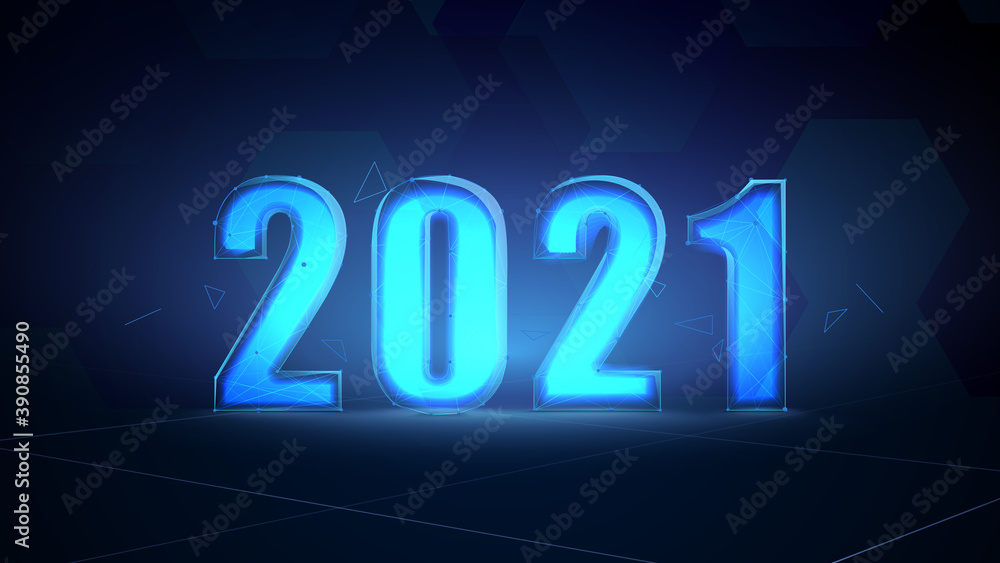 Abstract futuristic digital technology template for 2021. Vector illustration