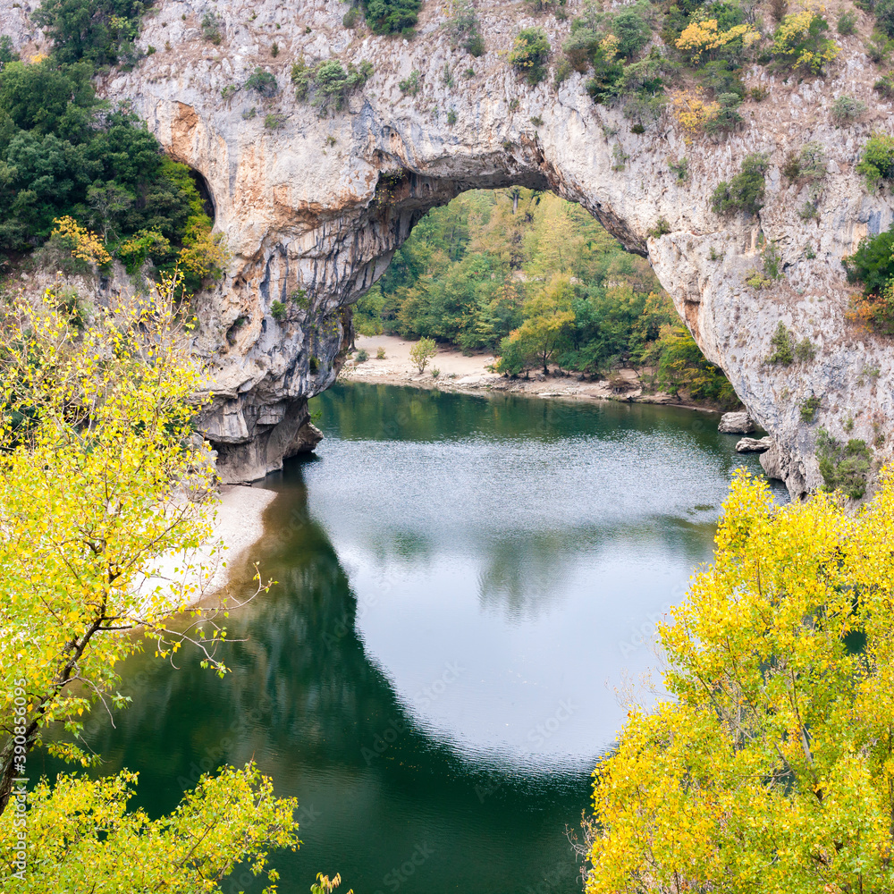 Pont d'Arc with Ardeche river, France